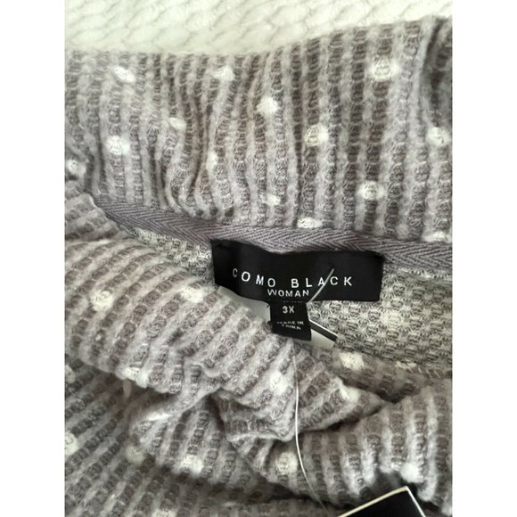 🌹Women’s Sweatshirt Size 3X Como Black Long Sleeve Cowl Neck Polka Dots Grey - Picture 7 of 12